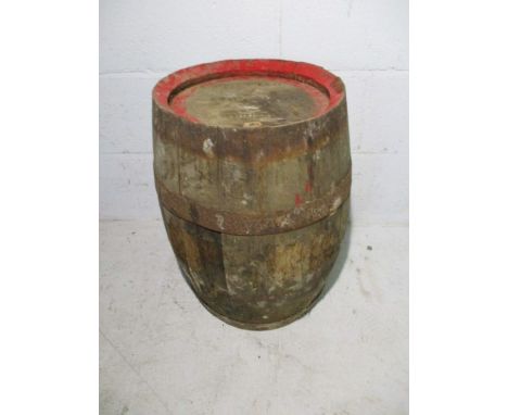 A vintage coopered barrel, stamped marked to top with Horrells Stoke Vale Cider 