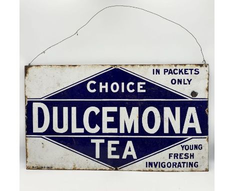 A vintage enamel Dulcemona Tea sign 66cm x 38cm 