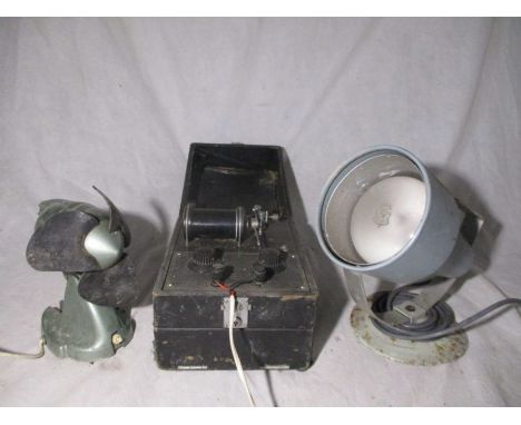A Watson &amp; Sons "Electro Medial" machine along with a retro Philips heat lamp and a rubber bladed fan- all A/F