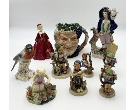 A collection of various ornaments including a Staffordshire flat backed man and goat,  Royal Worcester, Royal Doulton and a s