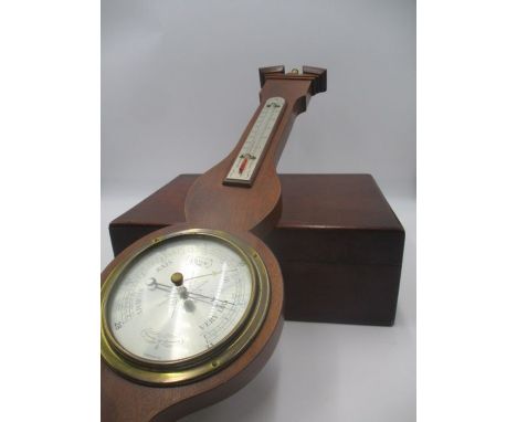 A Comitti of London wall hanging Barometer plus a wooden box.