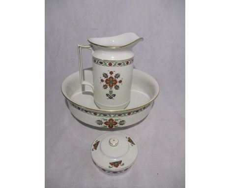 A vintage jug &amp; bowl set, along with a matching trinket box