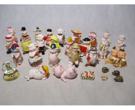 A collection of "Piggies" ceramic figurines including Sow-wester, Hog-wash, Frances Bacon, Billy Grunter, Hambo, Swine Lake, 