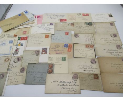A collection of used antique and vintage envelopes.
