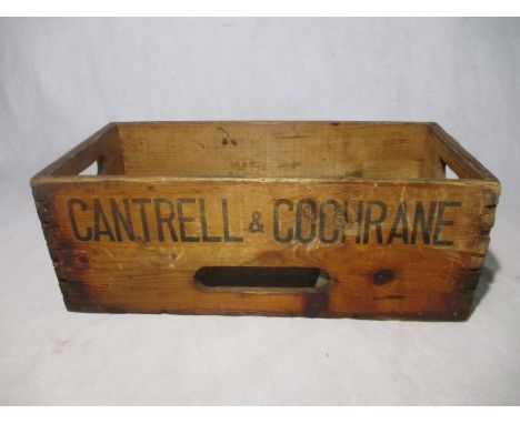 A vintage wooden crate, marked with Cantrell &amp; Cochrane