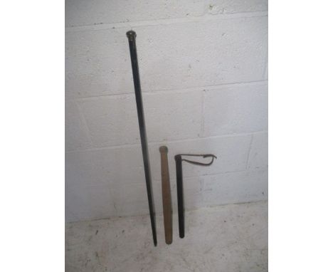 A walking stick, a rounders bat and a cosh.