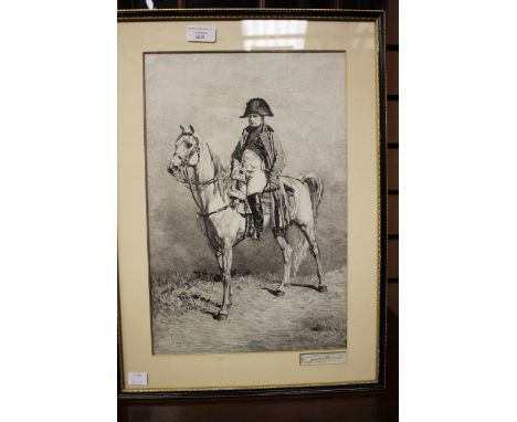 Lucien Gautier, a signed print of Napoleon, framed