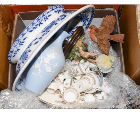 A Wedgwood Kutani Crane pattern miniature part tea service, with a Minton Delft serving bowl, a Spode vase and two Royal Doul