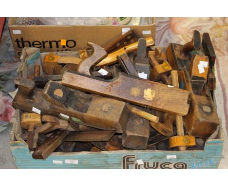 A large collection of wooden planes and other tools (one box) 