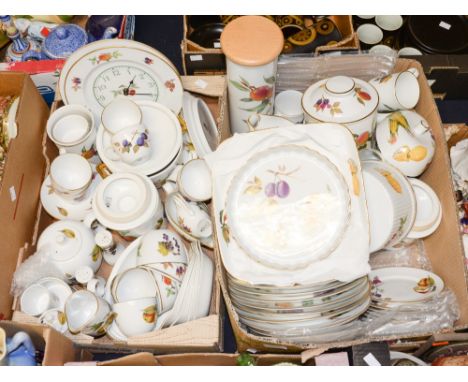 Two boxes of Royal Worcester Evesham including part dinner and tea service, tureens and covers, kitchen accessories, etc 