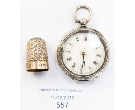 A silver, late 19th Century Charles Horner Chester, thimble, together with a late 19th Century aerly 20th Century Swiss silve
