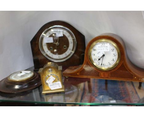 A Bateman mantle clock, with two further mantle clocks and a barometer (4) 