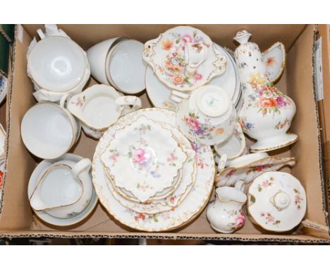 A box of ceramics including Royal Crown Derby 'Derby Posies' items, Hammersley items and a Bavarian teaset (one box) 