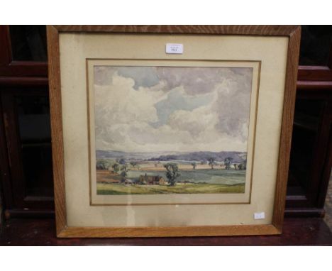 R....Harley-Smith (British, 20th Century), landscape with a farmhouse, signed and dated 1942 lower right, watercolour, 31cm b