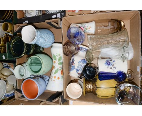 Two boxes of miscellaneous vases, glass and ceramic (two boxes) 