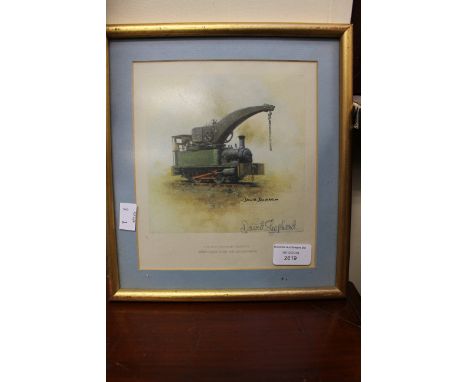 David Shepherd, The East Somerset Railway, Dubs Crane Tank 4101 at Cranmore, colour print signed in pen, 20 cm by 17 cm appro