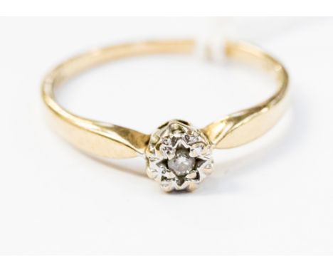 A 9ct gold diamond illusion set ring, ring size R, gross weight approximately 1.6 grams