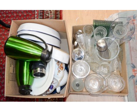 A large collection of white dinner and tea ware including plates, bowls, etc, three large boxes, including Johnson Bros, Denm