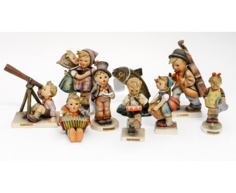 A collection of Goebel Hummel figures, mostly 1940s and 50s; together with a Beswick Trout 1390 (9) 