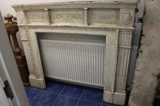 A Victorian White Painted Cast Iron Classical Style Fire Surround