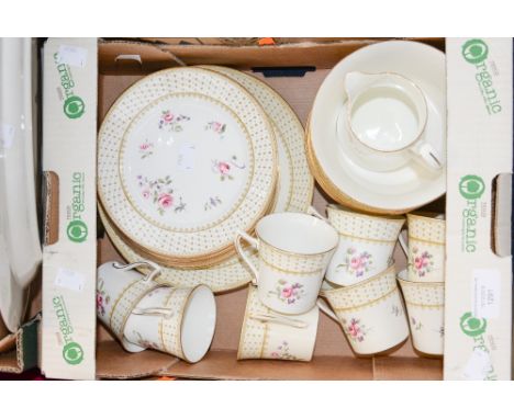 An Edwardian Phoenix China 'Spike' tea service, printed with rose sprays, thirty pieces 