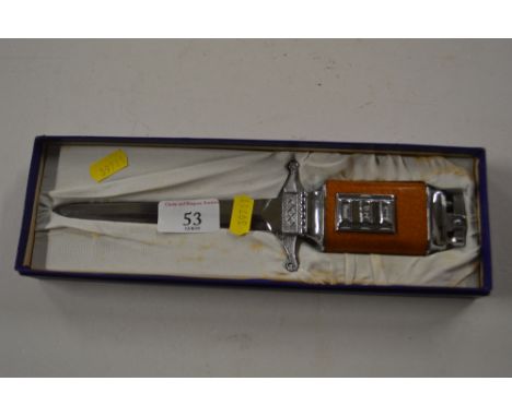 A novelty letter opener / calendar and lighter