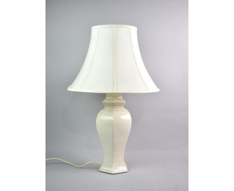 A White Glazed Ceramic Lamp Base with Shade