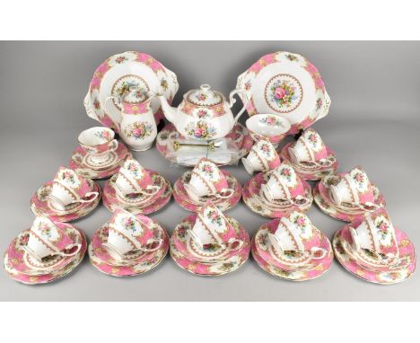 A Royal Albert Lady Carlyle Tea Set to Comprise Thirteen Cups, Twelve Saucers, Twelve Side Plates, Teapot, Hot Water Pot, Two