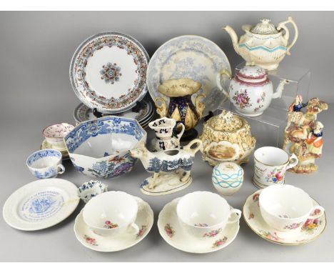 A Collection of Various 18th, 19th and 20th Century Ceramics to Comprise Chinese Qing Dynasty Porcelain Teapot (AF), Early Bl