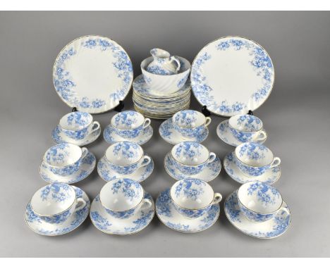 An Edwardian Floral Decorated Wrythen Tea Set For Twelve in the Wileman Style to Comprise Cake Plates, Slop Bowl, Jug, Cups, 