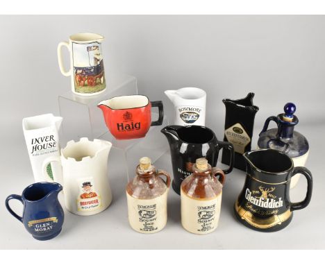 A Collection of Various Ceramic Advertising Jugs to Include Haig, Beefeater, Bass etc Together with Three Bottles
