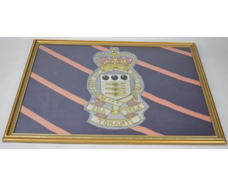 An Early/Mid 20th Century Framed British Royal Army Ordnance Corps Cloth Flag, 119x90cms Total