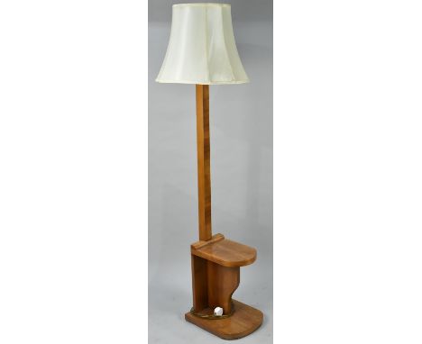 An Art Deco Walnut Standard Lamp on Shelf Support