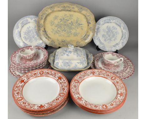 A Collection of Various Late 19th/Early 20th Century Dinnerwares to Comprise Set of Eight Mintons Florentine Pattern Plates, 