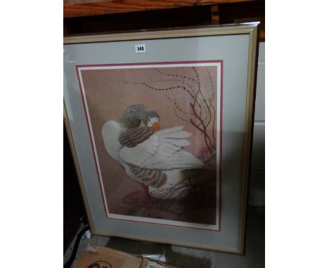 A Coloured Print Of A Gander After An Original By C F Tunnicliffe, Signed In Pencil