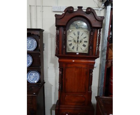 An Antique Mahogany Encased Long Case Clock, The Arch Painted Dial With Eight Day Movement, Signed Hugh Williams, Caernarvon