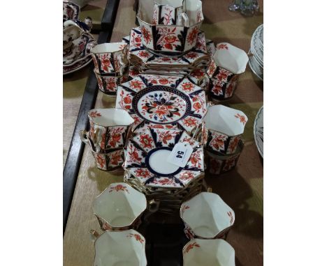 A Forty Piece Wileman China Blue Rust And Gilt Floral Decorated Tea Set