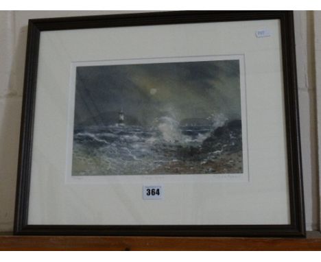 Keith Andrew, A Limited Edition Coloured Print Of Penmon Lighthouse And Puffin Island, Signed And Numbered In Pencil