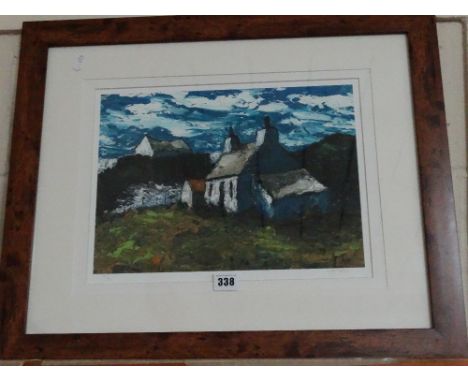 Wyn Hughes, A Limited Edition Coloured Print Of A White Washed Cottage, Signed And Numbered In Pencil