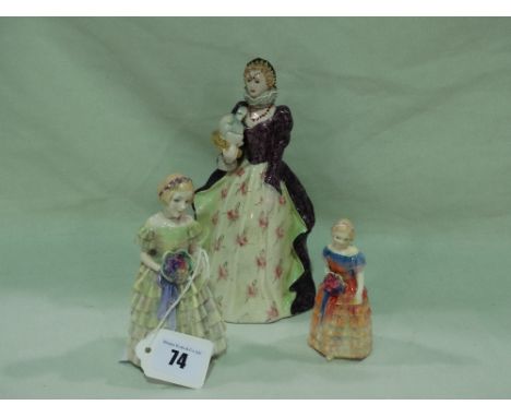 Two Royal Doulton Figures "The Little Bridesmaid" And "Bridesmaid" Together With A Myott Goldscheider Figurine (AF)