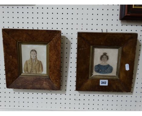 A Pair Of Georgian Period Water Colour Portrait Pictures Believed To Depict The Family Of Clayton Hall, Staffordshire