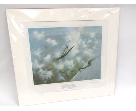 A limited edition print after Michael Turner "Against the Odds", Spitfire dogfight, 120/850, unframed 