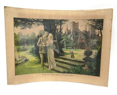 "For Britain Home and Beauty", a print of serviceman with wife, a/f, unframed 