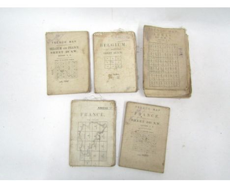 Five WWI British trench, maps: France Sheet 36C, Belgium and France Sheet 28 S.W., Belgium Sheet 28 N.W, France Amiens 17 and