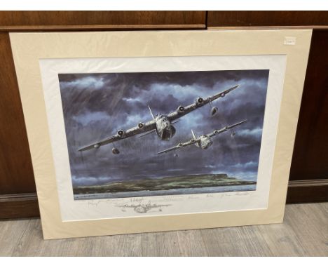 A limited edition print "Constant Endeavour" of Short Sunderland, after Michael Rondot signed by crew and artist, pencil sign