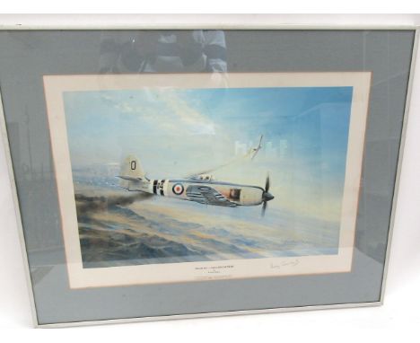 A Robert Taylor print "Sea Fury - MIG Enconter", pencil signed Hoagy Carmichael, framed and glazed 