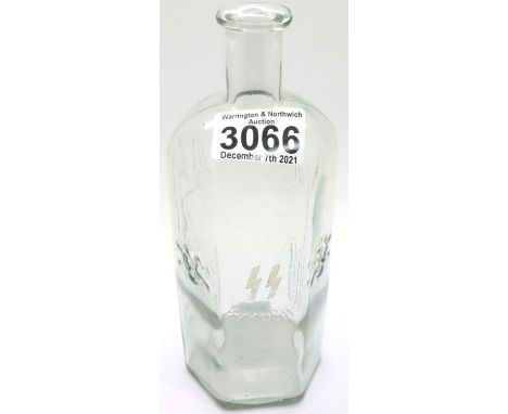 Waffen SS clear poison bottle. P&amp;P Group 1 (£14+VAT for the first lot and £1+VAT for subsequent lots) 