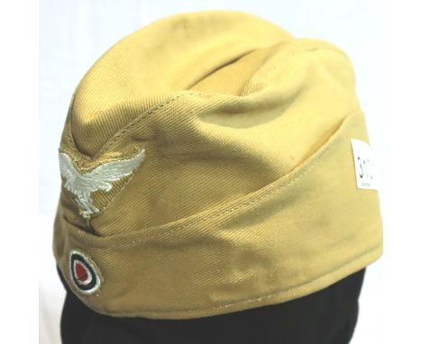 WWII replica Luftwaffe Tropical Enlisted mans cap, size 57. P&amp;P Group 1 (£14+VAT for the first lot and £1+VAT for subsequ