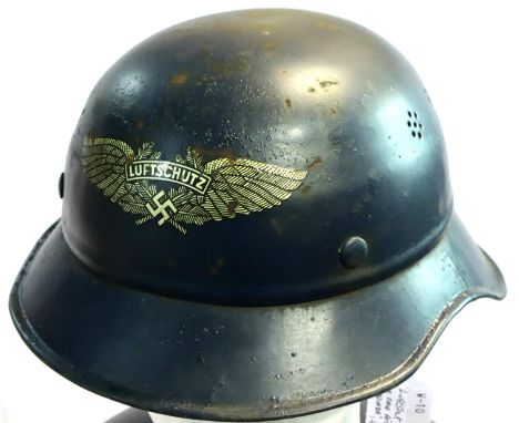 WWII German Luftschutz (Air Raid Police) Gladiator helmet, complete with liner and decal. P&amp;P Group 2 (£18+VAT for the fi