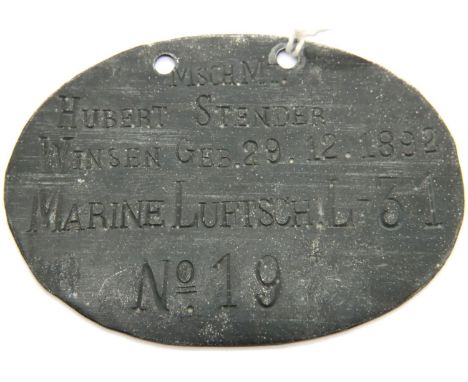 WWI Imperial German Army soldiers dog tag. P&amp;P Group 1 (£14+VAT for the first lot and £1+VAT for subsequent lots) 